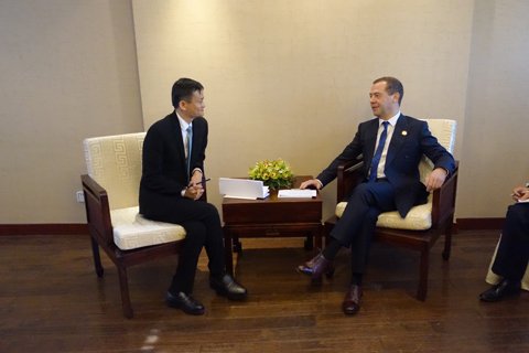 俄羅斯總理梅德韋杰夫烏鎮會馬云